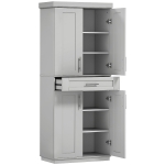 HOMCOM Modern Kitchen Pantry Freestanding Cabinet Cupboard with Doors and Drawer, Adjustable Shelving, Gray