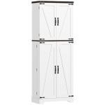 HOMCOM 64" Tall Kitchen Pantry Cabinet with Motion Sensor Light, Spice Racks and Adjustable Shelves, White