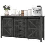 HOMCOM 60" Buffet Cabinet, Farmhouse Sideboard with Sliding Barn Doors, Drawers and Adjustable Shelves, Distressed Dark Gray