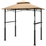 Outsunny 8' x 5' Outdoor Grill Gazebo, Barbecue Gazebo Shelter with LED Light, 2 Side Shelves, Hooks, Bottle Opener, Dark Brown