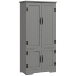HOMCOM 4-Door Storage Cabinet Multi-Storey Large Space Pantry with Adjustable Shelves Grey