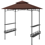 Outsunny 8' x 5' BBQ Grill Gazebo, 2-Tier Outdoor BBQ Gazebo with 2 Side Shelves, Storage Baskets, Ceiling Hook, Dark Brown