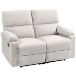 HOMCOM 2 Seater Reclining Chair, Loveseat Recliner Sofa with Footrest and Split Backrest, Cream White