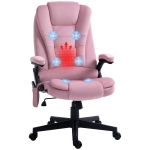 HOMCOM 6 Point Executive Office Chair with Heat, Velvet High Back Vibrating Massage Office Chair, Pink