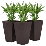 Outsunny Set of 3 Tall Plant Stand, Outdoor & Indoor Flower Pot Set for Front Door, Entryway, Patio and Deck, Brown