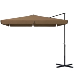 Outsunny 10' Cantilever Patio Umbrella, Square Offset Umbrella with Tilt, Crank, Cross Base, Aluminum Pole and Air Vent, Tan