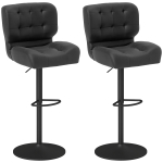 HOMCOM Bar Height Bar Stools Set of 2 with Adjustable Seat, Adjustable Swivel Barstools with Thick Padded Cushion and Metal Footrest for Home Bar, Black