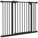 PawHut 30 Inch Tall Pet Gate with Door Dog Gate and Barrier Indoor for Stairs Includes 2.8", 5.5" Extensions Kit, Black