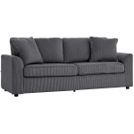 HOMCOM 3 Seater Sofa, 83.5" Modern Upholstered Couch with Pocket Spring and 2 Scatter Cushions for Living Room, Dark Grey