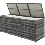 Outsunny 175 Gallon Outdoor Storage Box with Inner Liner, PE Rattan Wicker Deck Box with Pneumatic Bar Lift, Mixed Gray