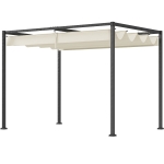 Outsunny 10' x 7' Patio Pergola with Retractable Canopy, Outdoor Sun Shelter, Yard Shade, Cream White
