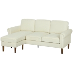 HOMCOM L Shape Sofa, Modern Sectional Couch with Changeable Chaise Lounge, Wooden Legs, Corner Sofa for Living Room, Cream