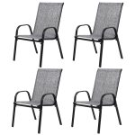 4-Piece Patio Chairs Set with Textilene Fabric, Armrest and High Backrest, Camping Chairs for Garden, Beach, Yard, 24.5" L x 24.5" W x 38" H, Gray