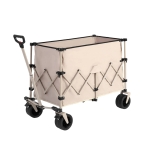 Collapsible Beach Wagon with Big All-Terrain Wheels, Quick Setup and Folding Utility Garden Cart with Drink Holders, 43" L x 21" W x 32.5" H, Beige
