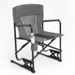Outdoor Freestyle Rocker Camping Chair with Durable Armrests, Portable Folding Rocking Chair, Drink Holder, Comfortable Backrest, 250 lbs Capacity, 24" L x 23" W x 37" H, Gray