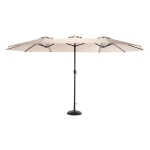 14.8 ft Double-Sided Outdoor Patio Umbrella with Convenient Crank System, Large Rectangular Design with Sturdy Steel Frame, 178.5" L x 105'' W x 100.5" H, khaki