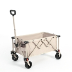 Folding Wagon Cart with All Terrain Wheels, Quick Setup and Folding, Heavy Duty Garden Cart with Adjustable Handle, 30.5" L x 19" W x 18" H, Beige