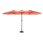 14.8 ft Double-Sided Outdoor Patio Umbrella with Steel Frame, Large Rectangular with Convenient Crank System, 178.5" L x 105'' W x 100.5" H, Orange