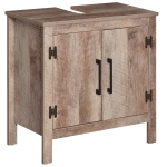 kleankin Pedestal Sink Storage Cabinet, Rustic Under Sink Cabinet, Bathroom Vanity Cabinet with Double Door Space Saver Organizer, Barnwood