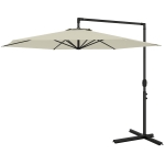 Outsunny 9.5FT Offset Patio Umbrella with Crank, Cross Base, Round Hanging Cantilever Umbrella for Pool, Backyard, Deck, Garden