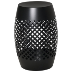 Outsunny 12.5" Steel Outdoor Side Table, Round Hollow Drum Patio End Table, Accent Table for Indoor and Outdoor, Black