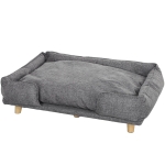 PawHut Washable Dog Sofa for Large Dogs, Elevated Pet Couch with Anti-slip Foot Pads, Dark Grey