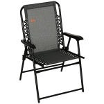 Outsunny Patio Folding Chair, Outdoor Bungee Sling Chair w/ Armrests, Portable Lawn Chair for Camping, Garden, Pool, Beach, Backyard, Gray