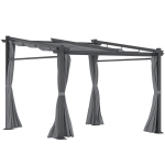 Outsunny Metal Pergola with Sliding Roof Canopy, Retractable Pergola Canopy, 10' x 10', Dark Grey