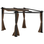 Outsunny Metal Pergola with Sliding Roof Canopy, Retractable Pergola Canopy, 10' x 10', Coffee