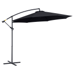 Outsunny 10' Deluxe Patio Umbrella Outdoor Market Parasol Banana Hanging Offset Sunshade Crank Cross Base Black