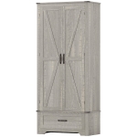 HOMCOM 72" Farmhouse Pantry Cabinet with Adjustable Shelves, Kitchen Pantry Cabinet with 2 Doors, Distressed Light Grey