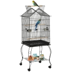 PawHut Bird Cage 57 Inch Flight Cage for Cockatiel, Conure with Rolling Stand, Pull Out Tray, Storage Shelf, Open Top