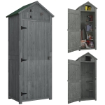 Outsunny 30" x 21" x 71" Garden Storage Shed, Sheds & Outdoor Storage Outdoor Workshop Yard Tool Utility Storage House Water-resistant All-weather Cover Spire Roof with 3 Tiers Shelves Grey