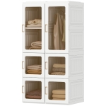 HOMCOM Portable Wardrobe, Foldable Plastic Closet with 5 Compartments, Hanging Rod and Magnetic Doors, White