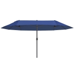 Outsunny 15ft Patio Sun Umbrella with Twin Canopy, Extra Large Outdoor Parasol with Crank for Pool, Deck, Market, Blue