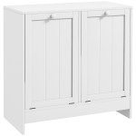 kleankin Tilt-Out Laundry Storage Cabinet, Modern Laundry Hamper with 2 Compartments for Bathroom Washroom, White