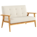 HOMCOM 45" 2 Seat Sofa, Upholstered Two Seater Couch with Rubber Wood Legs for Bedroom, Living Room, Beige