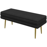 HOMCOM 39" Storage Ottoman, Velvet End of Bed Bench with Steel Legs, Foot Stool with Storage for Bedroom, Living Room, Black