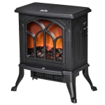 HOMCOM Electric Fireplace Heater, Freestanding Fireplace Stove with Realistic Flame, Overheat Protection, 750W/1500W, Black