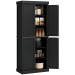 HOMCOM 72.5" Freestanding Kitchen Pantry Cabinet with 4 Doors, Black