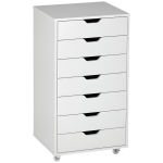 Vinsetto 7-drawer Vertical File Cabinet for Home Office, Storage Cabinet with Wheels, 18.7"x15.6"x35.4", White