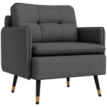 HOMCOM Accent Chair, Upholstered Armchair with Tufted Back Cushion and Steel Legs for Living Room, Bedroom, Dark Grey