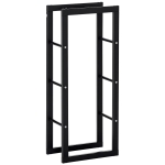 HOMCOM Firewood Rack Outdoor, Log Holder Fireplace Storage Rack with Handles and 220 lbs. Weight Capacity, 15.7" x 9.8" x 39.4", Black
