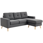 HOMCOM Sectional Sofa Couch, L Shaped Couch with Reversible Chaise, Wooden Legs for Living Room, Bedroom, Dark Grey