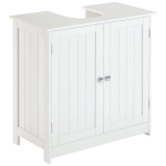 HOMCOM Bathroom Vanity, 24" Pedestal Sink Bathroom Vanity Furniture with 2 Doors and Shelf, White
