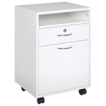 HOMCOM 24" Vertical Filing Cabinet with Lockable Drawer, Mobile File Cabinet with 2 Keys, Wheels for Home Office, White