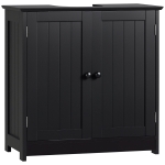HOMCOM Bathroom Vanity, 24" Pedestal Sink Bathroom Vanity Furniture with 2 Doors and Shelf, Black