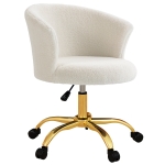 Vinsetto Armless Office Chair, Fluffy Computer Desk Chair with Adjustable Height, Swivel Wheels, Mid Back, Gold