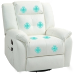 HOMCOM 8-Point Vibration Massage Recliner Chair with Comfor Padding, Remote Control, Side Pockets, Swivel Nursery Rocking Chair, Cream White
