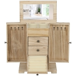 HOMCOM 4-Tier Wooden Jewelry Box for Women, Jewelry Organizer with Mirror and 2 Drawers for Rings Earrings Necklaces, Brown